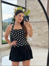 REGATA LUCY POÁ - PRETO COM BRANCO