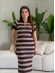VESTIDO POLO LISTRADO - MARROM/ BEGE