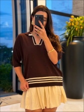 TSHIRT BERENICE - Marrom com off white
