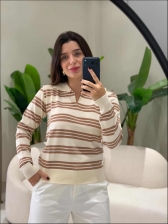 BLUSA BICOLOR ANTONIA - OFF WHITE/ BEGE NOVO