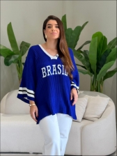 BLUSA AMPLA BRASIL LISA - AZUL BIC