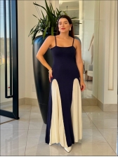 VESTIDO LOS ANGELES - AZUL MARINHO/OFF WHITE
