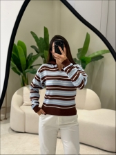 BLUSA POLO ADRIANA - MARROM/ COM AZUL BEBE