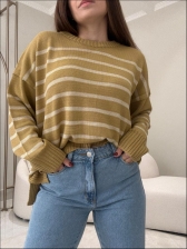 MAXI TRICOT LISTRAS CHLOE - MOSTARDA/BEGE