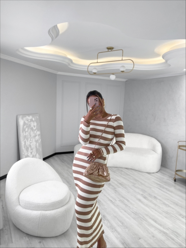 VESTIDO LONGO FLORENZA - Bege novo com off white