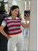TSHIRT LISTRADA TRICORES - OFF WHITE/VERMELHO/AZUL BEBE