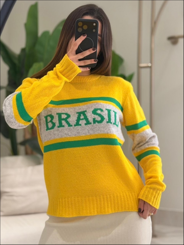 BLUSA MOUSSE LISTRAS - AMARELO