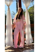CONJUNTO SAIDA LISTRAS - ROSA BEBÊ/ OFF WHITE