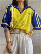 TSHIRT RENDADA BRASIL - AMARELO/ AZUL BIC