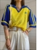 TSHIRT RENDADA BRASIL - AMARELO/ AZUL BIC
