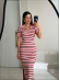 VESTIDO POLO LISTRADO - ROSA BEBE/MARROM
