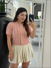 CROPPED POLO TRANÇAS - ROSE