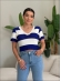 CROPPED LISTRADO BRASIL - Azul com branco