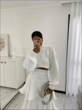 CROPPED RELEVO MAQUINA 3 GOLA ALTA - OFF WHITE
