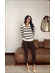 BLUSA BICOLOR ANTONIA - Off white com marrom