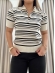 TSHIRT POLO LISTRAS - Off white com preto