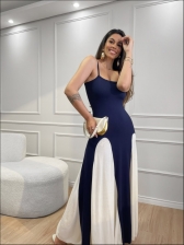 VESTIDO LOS ANGELES - AZUL MARINHO/OFF WHITE