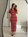 VESTIDO POLO LISTRADO - Vermelho cherry com off white