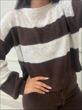 CONJUNTO MOUSSE LISTRADO CAROL - MARROM