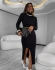 VESTIDO MIDI COM GOLA - Preto