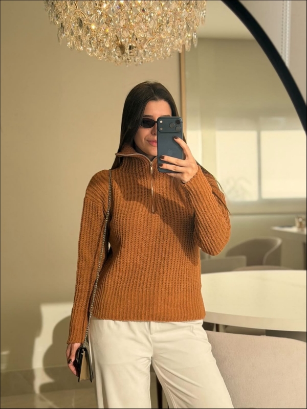 BLUSA ZIPER MOUSSE - FERRUGEM