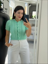CROPPED POLO TRANÇAS - VERDE AGUA
