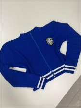 JAQUETA ZIPER BRASÃO BRASIL - AZUL BIC