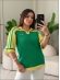TSHIRT RENDADA BRASIL - VERDE COM  MANGA AMARELO