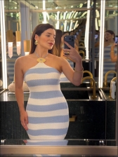 VESTIDO LISTRADO ANNE - AZUL BEBE