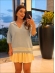 TSHIRT BERENICE - Azul bebê com off white