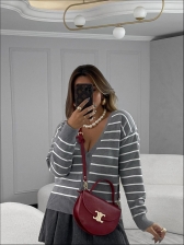 CASACO LISTRADO ROSANA - Grafite com off white