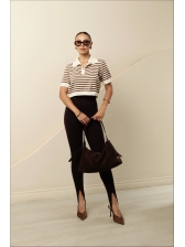 CROPPED POLO LISTRADO FABIANE - CARAMELO
