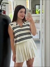 MAXI CROPPED BICOLOR RITA - Off white com preto