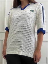 TSHIRT RENDADA BRASIL - BRANCO/AZUL