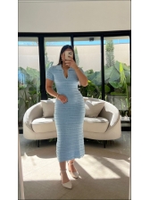 VESTIDO POLO RENDADO - AZUL BEBE