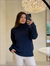 BLUSA GOLA ALTA LUMA - AZUL MARINHO