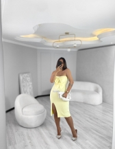 VESTIDO TOMARA QUE CAIA ALDA - Amarelo claro