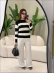 BLUSA LISTRADA PÉTALA - Preto com branco