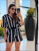 CONJUNTO SHORT LISTRAS VERTICAIS - PRETO COM BRANCO