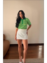 TSHIRT LISTRAS BOTÕES - VERDE BANDEIRA