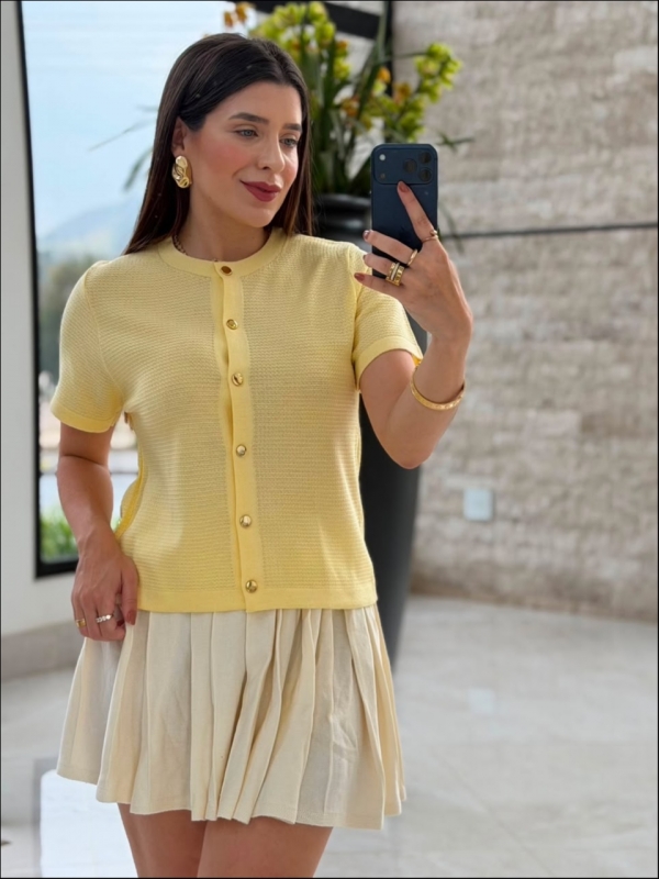 TSHIRT BOTÕES LARI - AMARELO