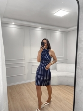 VESTIDO POÁ LAÇO - AZUL MARINHO