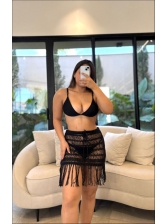 SAIA VAZADA  FRANJAS - PRETO