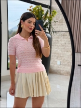 TSHIRT LISTRADA RAFAELA - ROSA BEBE