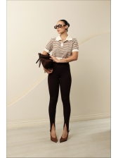 CROPPED POLO LISTRADO FABIANE - CARAMELO