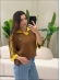 TSHIRT RENDADA BRASIL - MARROM/AMARELO
