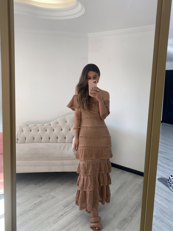 VESTIDO MYKONOS RAYON - Bege novo