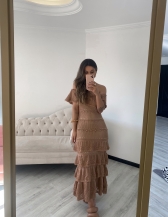 VESTIDO MYKONOS RAYON - Bege novo