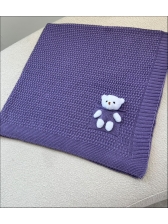MANTA BEBÊ TRICOT URSO - LILAS
