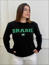 BLUSA MOUSSE BANDEIRA - PRETO